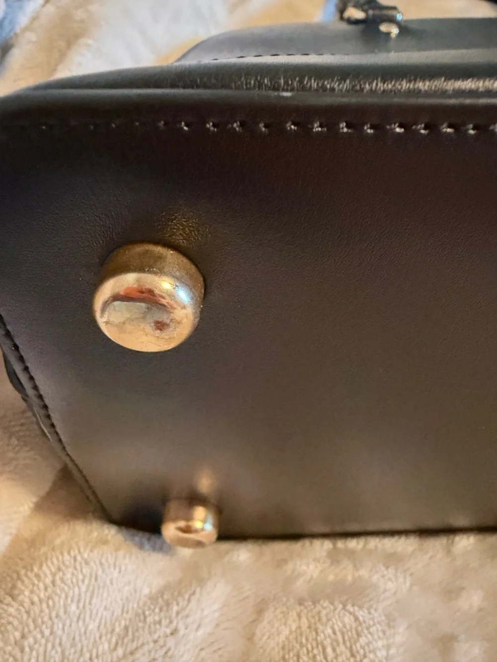 Authentic Coach Black Leather Dome Satchel – Gold Accents , with Strap